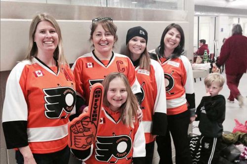 Frontenac Flyers fans at the novice rep teams recent games at the all Ontario Novice CC finals in Fenelon Falls